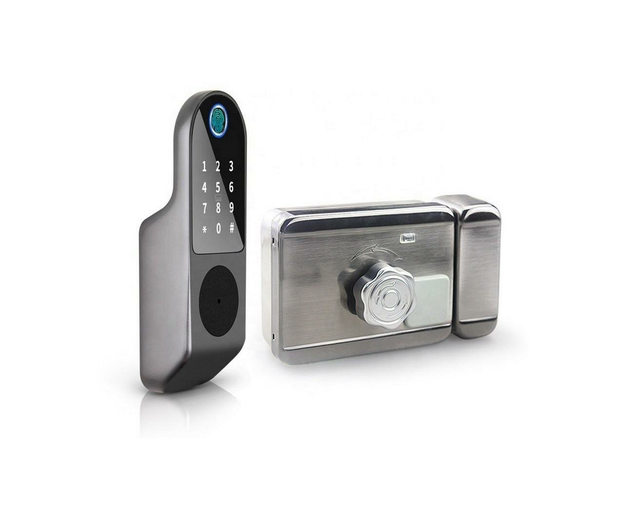 Биометрический умный Wi-Fi электронный дверной замок - HD com Tuya-Wi-Fi Мод:SL-812 (L21369BI) (cканер отпечатка пальца автономная работа)
