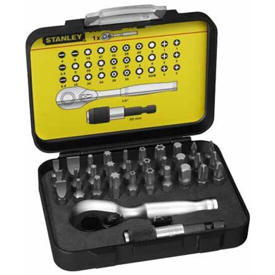 Трещотка со вставками STANLEY HAND TOOLS STANLEY 1-13-904, Expert 1/4" (32 предмета)