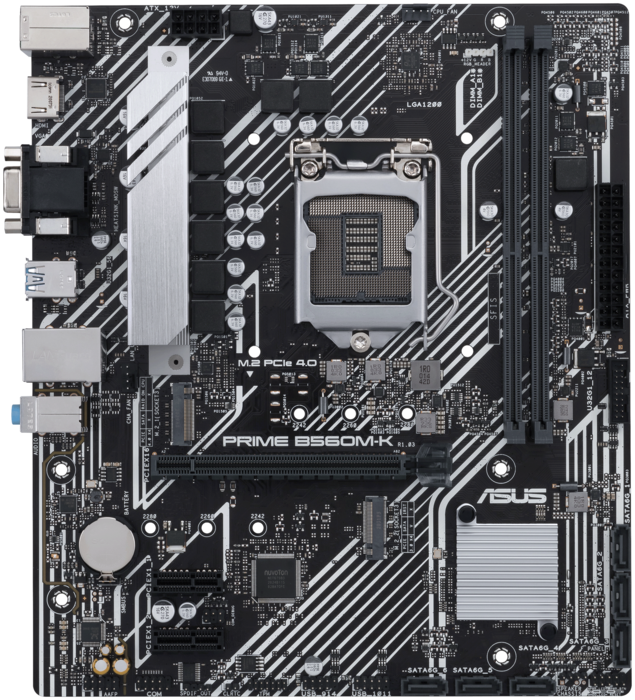 ASUS Материнская плата Socket1200 ASUS PRIME B560M-K (iB560, 2xDDR4, M.2, SATA III, PCI-E, D-Sub, HDMI, 1Гбит LAN, USB3.2, mATX) (ret)