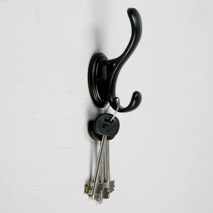 CAPPIO Крючок мебельный CAPPIO, двухрожковый, цвет черный - фотография № 2