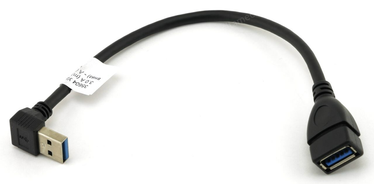 Удлинитель USB 3.0 A (m) (угловой 90гр. вниз) - A (f) (прямой) 0.23м (0.17м) черный