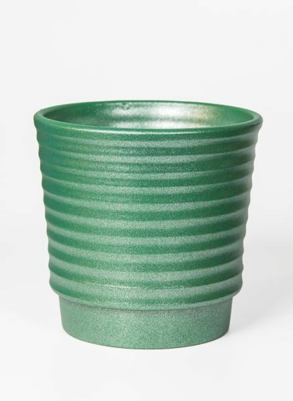 фото Кашпо Арабика d- 13,5 см керамическое зеленый металлик