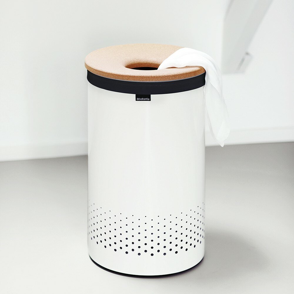 Корзина для белья Brabantia, 60л, с пробковой крышкой, белый 104404 - фотография № 6