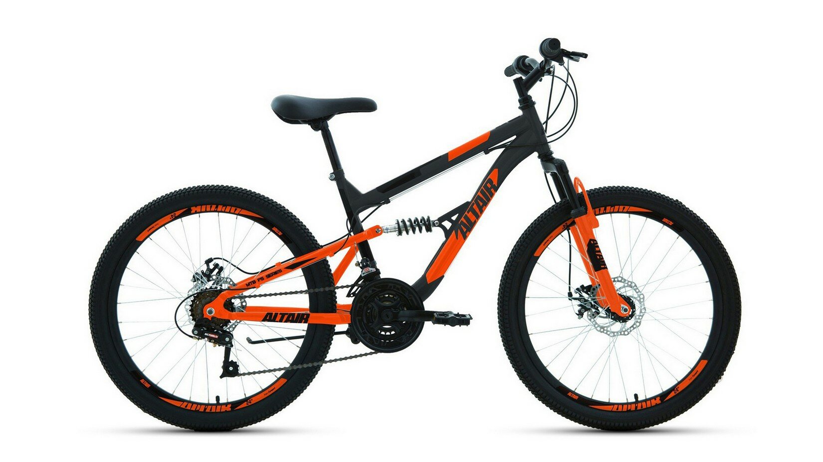 Подростковый велосипед Altair MTB FS 24 D, год 2022, ростовка 15, цвет Серебристый-Оранжевый
