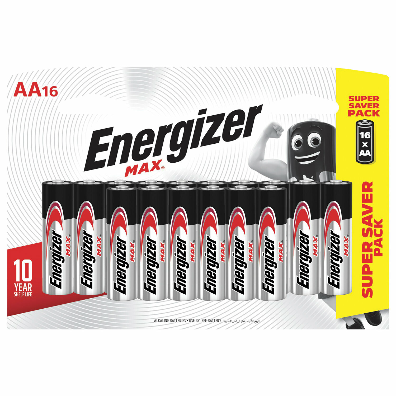 Батарейки комплект 16 шт., ENERGIZER Max, AA (LR06,15А), алкалиновые, пальчиковые, E301533101