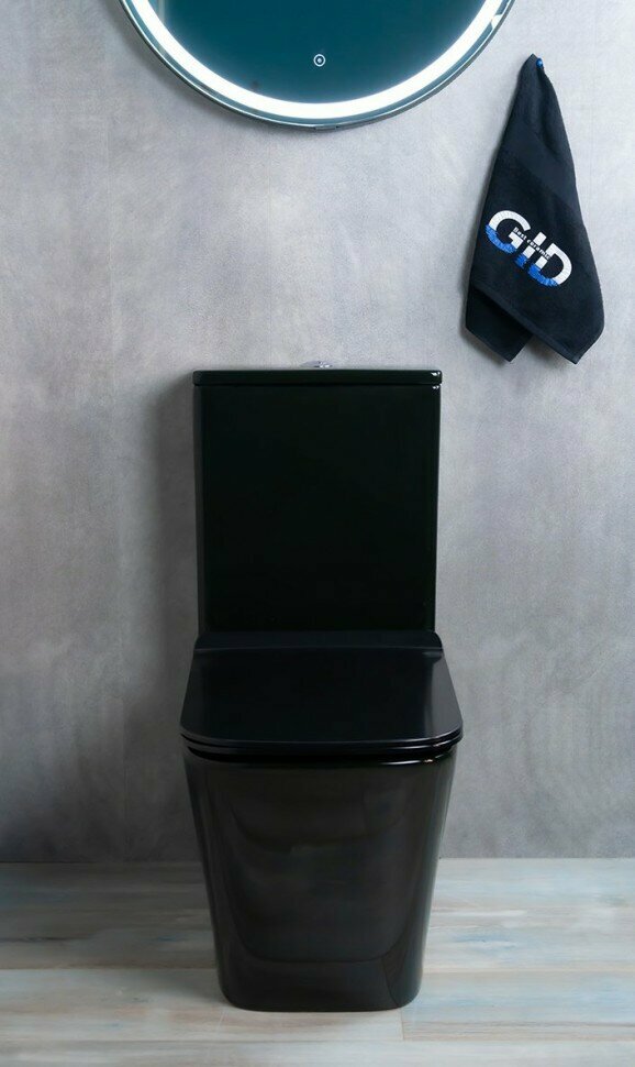 Унитаз-компакт Gid Tr2170BL (+GEBERIT) черный глянцевый безободковый
