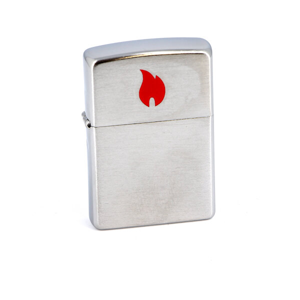 Зажигалка Zippo Flame Brushed Chrome серебристая матовая ZIPPO-200FLAME