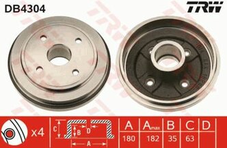 Барабан тормозной Opel Agila 00>07 Suzuki Alto VI/Ignis I/Wagon R+ 00>08 TRW DB4304