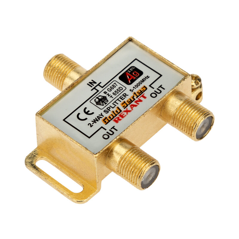 Делитель ТВх2 под F-разъем 5-1000МГц Gold (3 F-разъема в комплекте) REXANT 10 шт арт. 05-6101-1