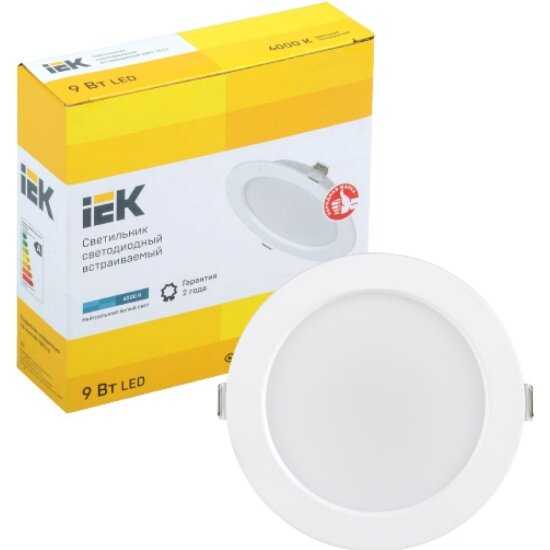 Светильник downlight IEK ДВО 1612 9Вт 4000К IP20 круг бел. LDVO0-1612-09-4000-K01