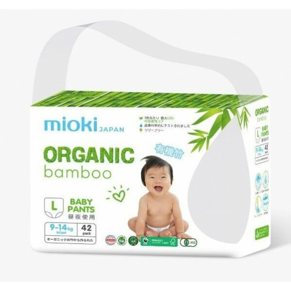 фото MIOKI Подгузники-трусики, BAMBOO, размер L, 9-14 кг, 42 шт./уп.