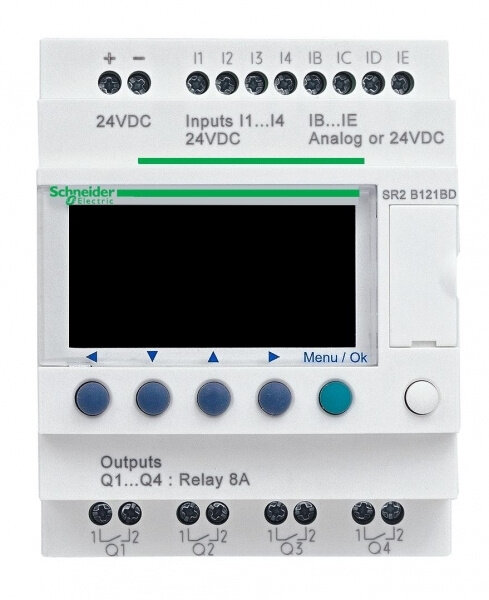 Миниконтроллер компактный ZELIO Logic 100/240VAC 8вх./4вых., таймер SR2B121FU