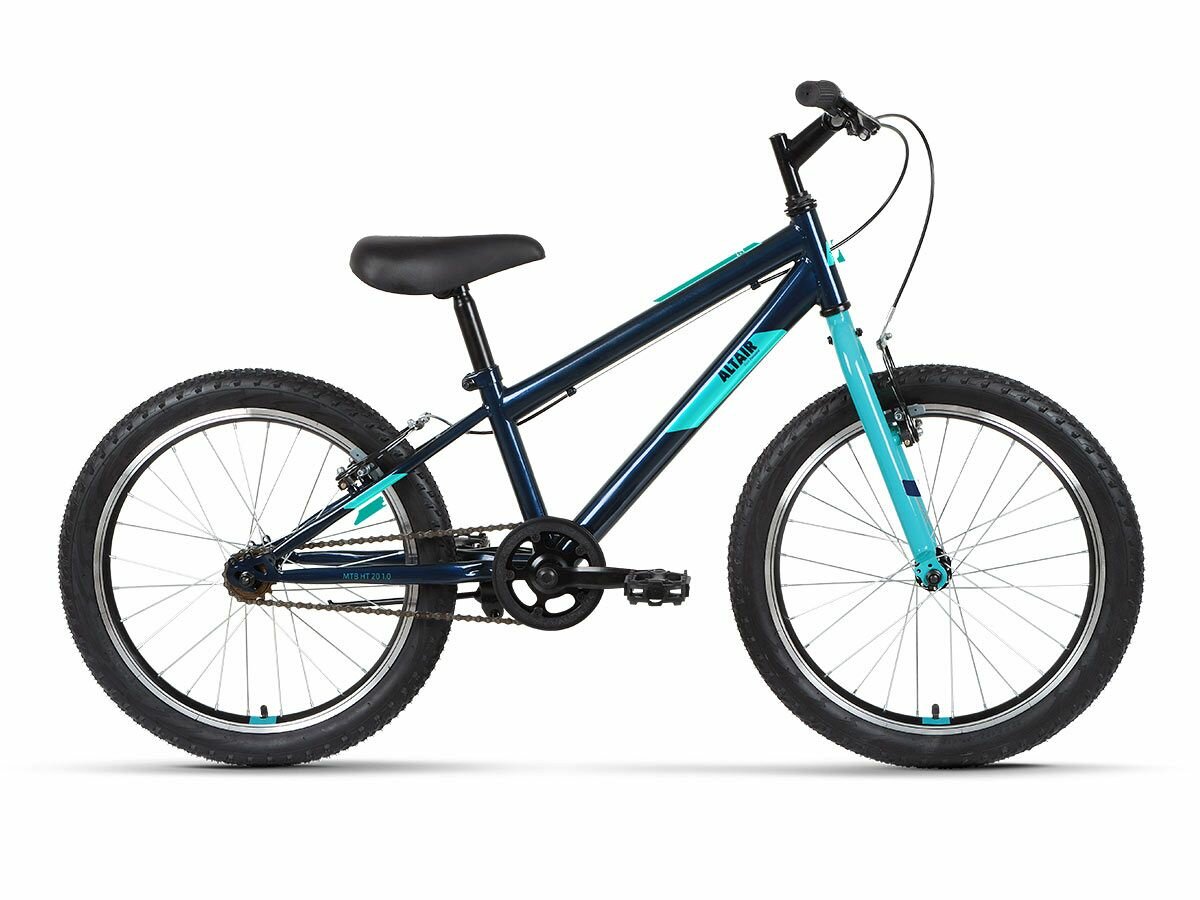 Велосипед ALTAIR MTB HT 1.0 20" (2022) (Велосипед ALTAIR MTB HT 20 1.0 (20" 1 ск. рост. 10.5") 2022, темно-синий/бирюзовый, IBK22AL20076)