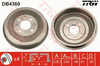 Барабан тормозной Opel Adam/Corsa D/Corsa D / 06>19 Fiat Grande Punto/Punto/Punto EVO 05>15 TRW DB4360