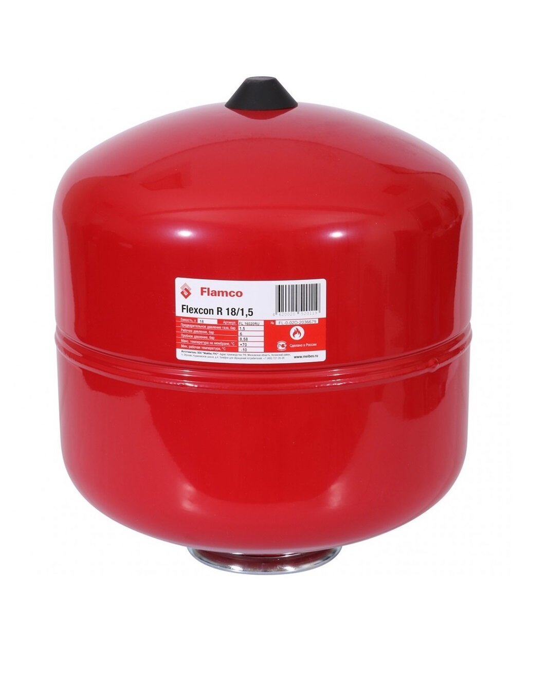 Flamco Расширительный бак на отопление 18 л. Flexcon Top (цвет красный)