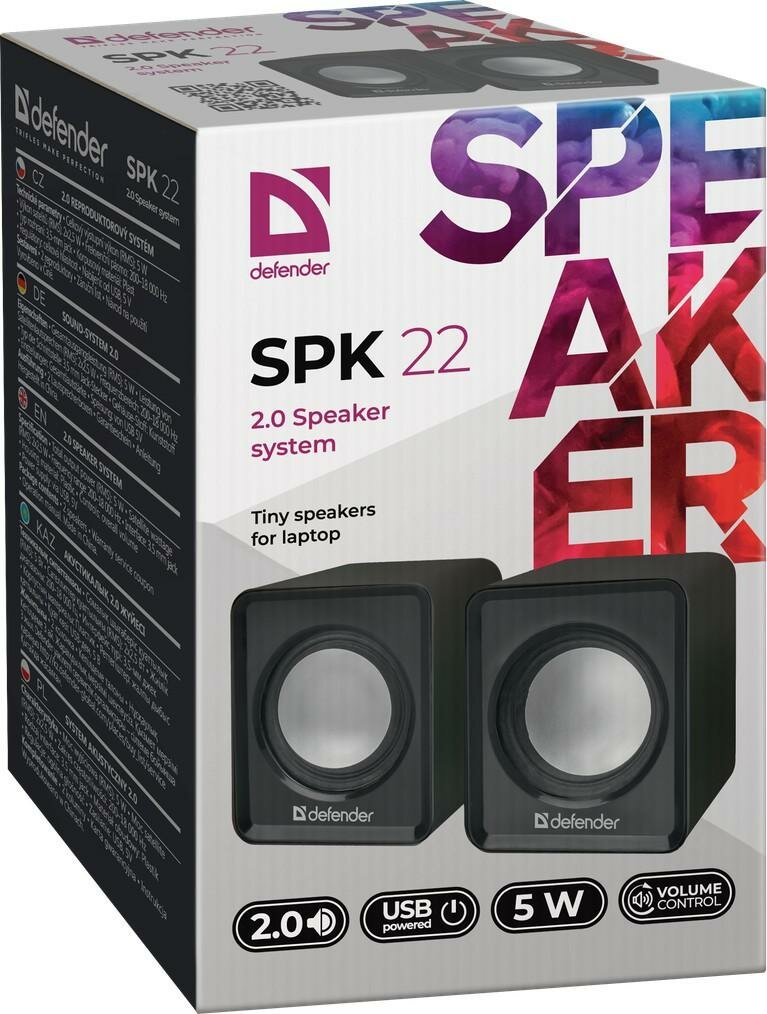 Колонки DEFENDER SPK 22 чёрный 5 Вт, питание от USB