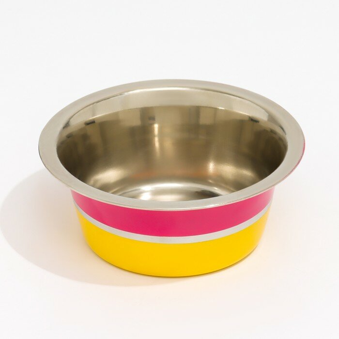 фото Миска цветная стандарт 200 мл, жёлтая/розовая