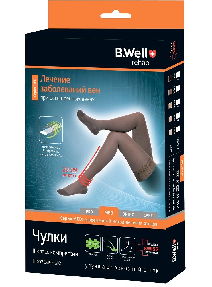 B.Well rehab JW-222 / Би Велл - компрессионные чулки (2 класс), размер №4, черные