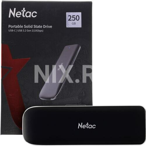 Внешний SSD Netac ZX Alum 1050MB/s 2 Type C Black 250GB