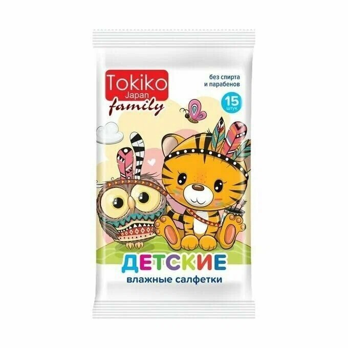 Влажные салфетки Tokiko Japan Family, детские, 15 шт