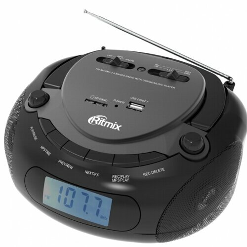 Радиоприемник Ritmix RBB-030 Bluetooth, 10 Вт, usb microSD FM, AM, SW, 220 В . аккумулятор