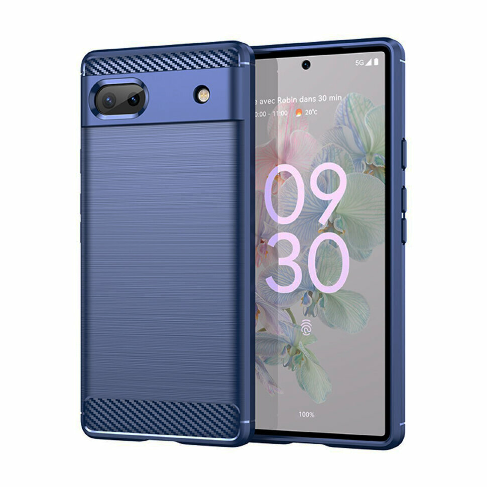фото Чехол-накладка Carbon Fibre для Google Pixel 6a (темно-синий)