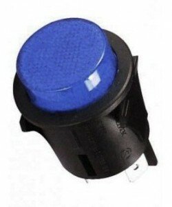 Кнопка SС 7087 4с без фиксации подсв.12V синяя 2x off-(on)