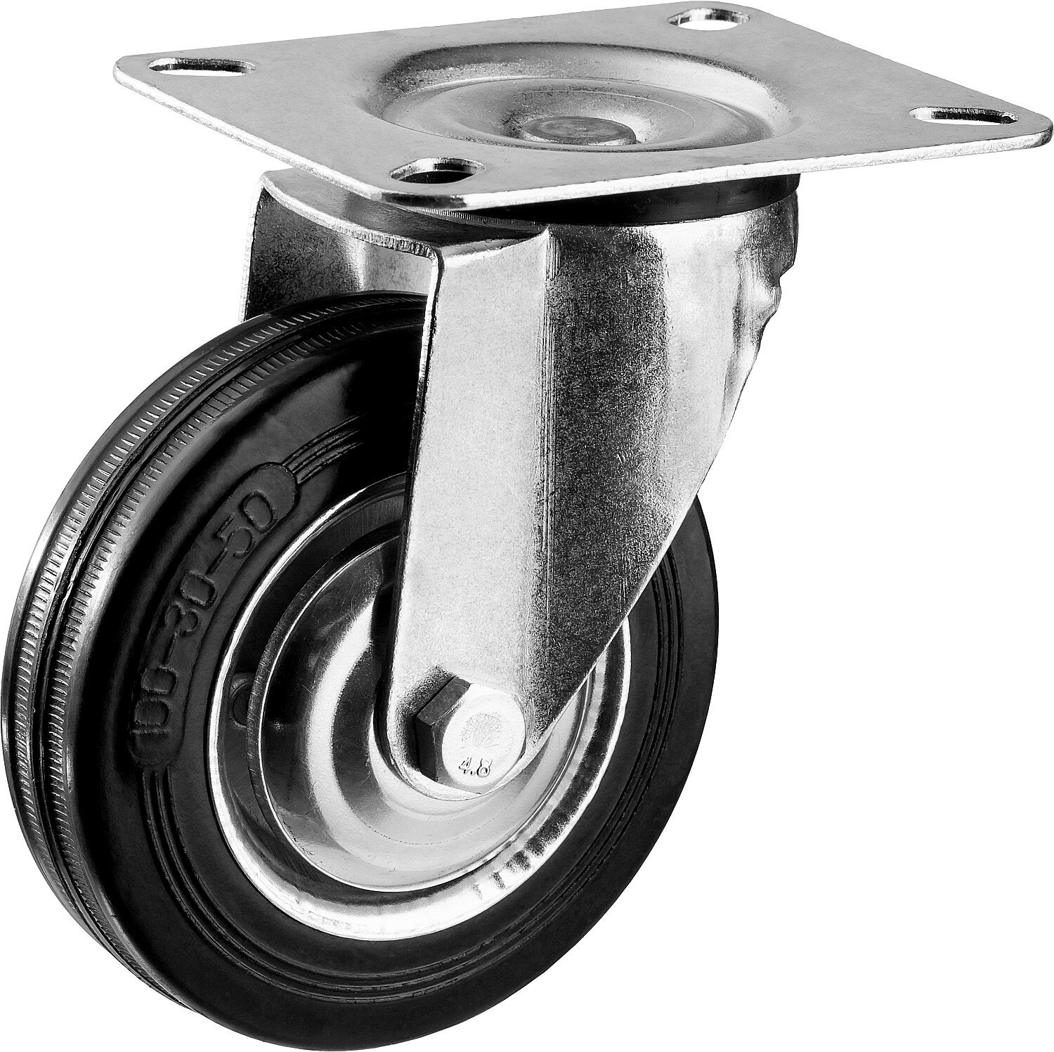 ЗУБР d=100 мм, г/п 70 кг, игольчатый подшипник, поворотное колесо резина/металл, Профессионал (30936-100-S) - фотография № 1