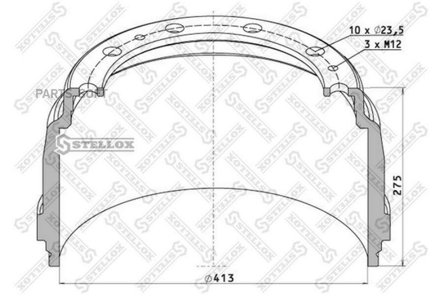 85-00028-sx_торм. барабан !413x203/213 h=275 d=295/335 n10x23.5 \scania