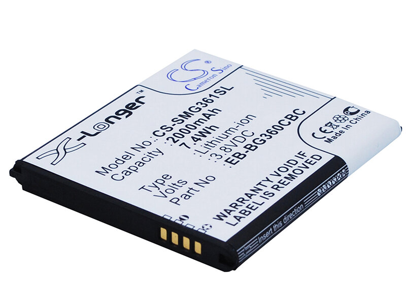 Аккумулятор CameronSino (схожий с EB-BG360CBC) для Samsung Galaxy J2 SM-J200F / SM-J200H CS-SMG361SL 3.8V 2000mAh 7.60Wh 066085