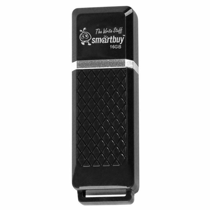 Флэш-диск 16 GB, SMARTBUY Quartz, USB 2.0, черный, SB16GBQZ-K