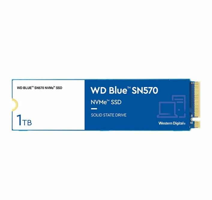 1ТБ Твердотельный накопитель SSD WD SN570 Blue (WDS100T3B0C) Интерфейс M.2 (протокол NVMe)