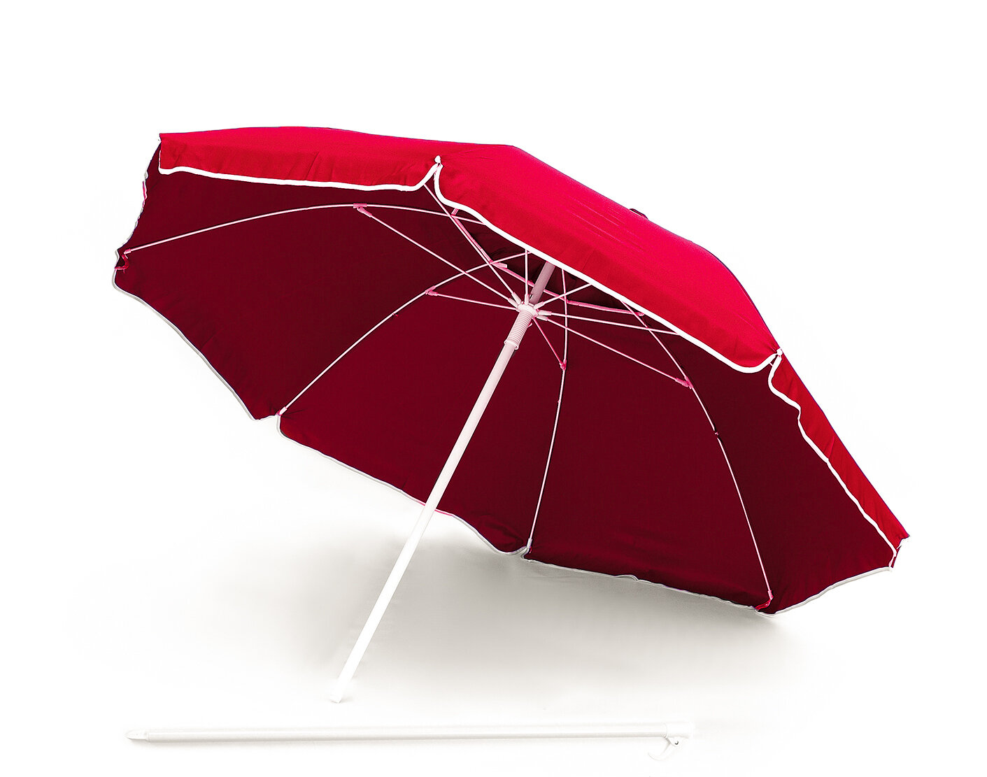 Зонт пляжный круглый складной с металлической ручкой, с клапаном, 200 см, красный - фотография № 1