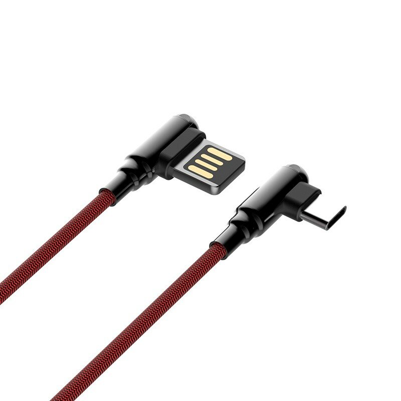 LDNIO LD B4623 LS421 USB кабель Micro 1m 2.4A медь: 86 жил Угловой коннектор Нейлоновая оплетка Red