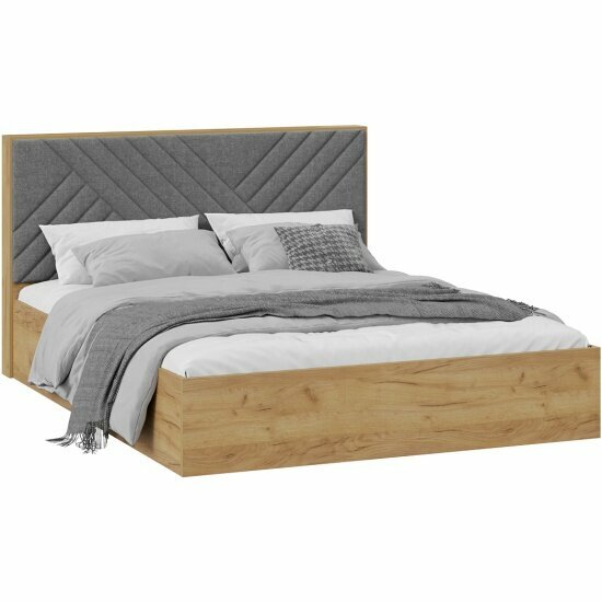 фото Кровать Трия Хилтон Универсальная Тип 1 (1600) Дуб Крафт золотой/Велюр серый