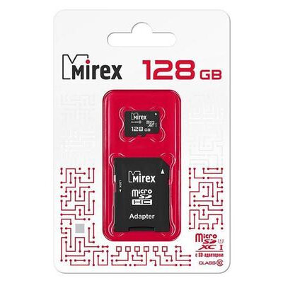 Mirex microSDXC 128GB с SD-адаптером (uhs-i) (13613-ad10s128) .