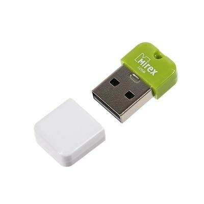 Флешка Mirex ARTON GREEN, 32 Гб, USB2.0, чт до 25 Мб/с, зап до 15 Мб/с, белая-зеленая Mirex 4245659