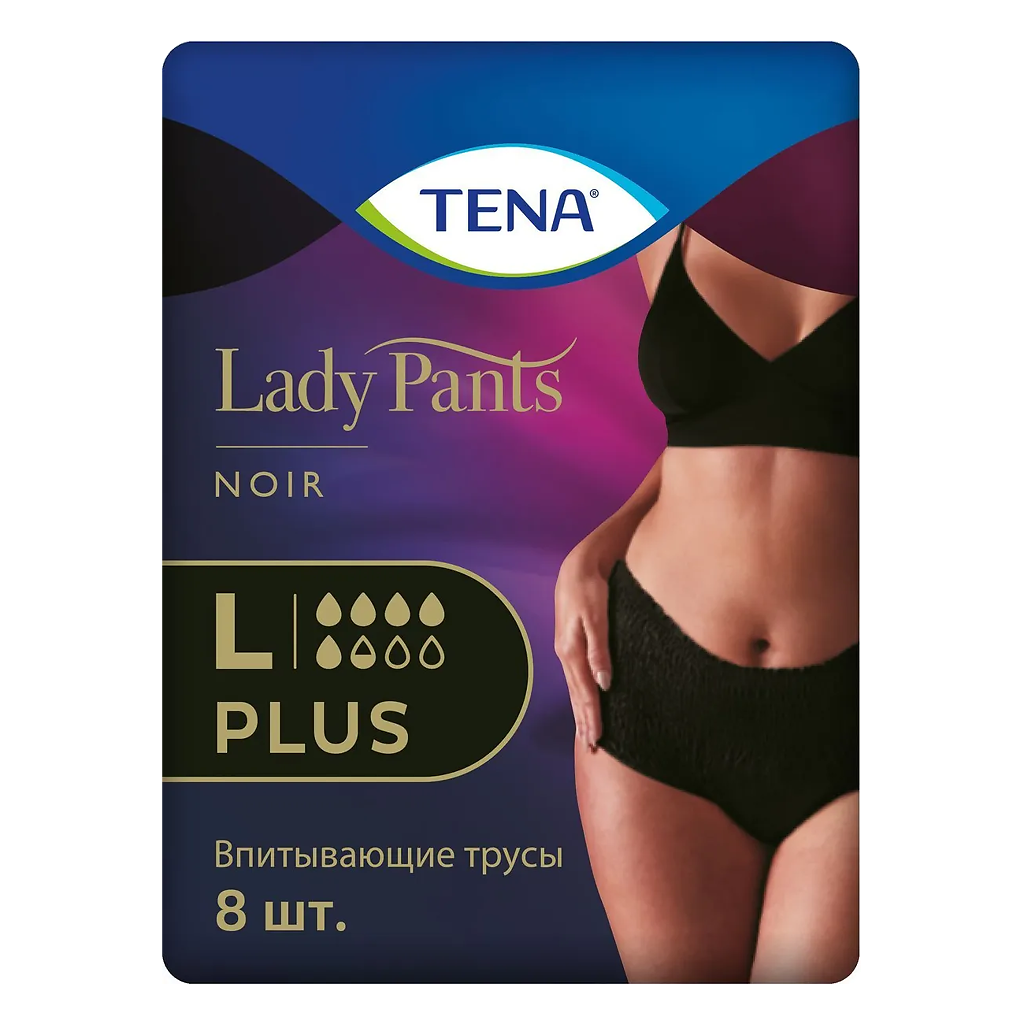 Tena Трусы впитывающие Lady Pants Plus Noir р.L, 8 шт