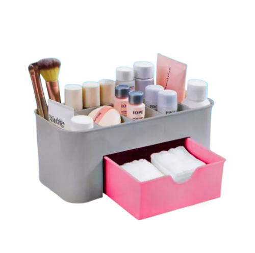 фото Органайзер серый с розовым ящиком