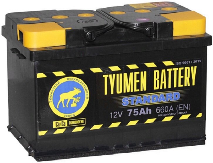 Автомобильный аккумулятор TYUMEN BATTERY STANDARD 6CT-75L 660А п.п. 278х175х190