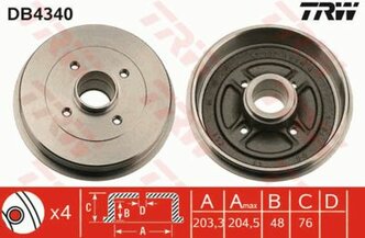 Барабан тормозной Nissan Micra C+C III/Micra III/Note 03>12 TRW DB4340