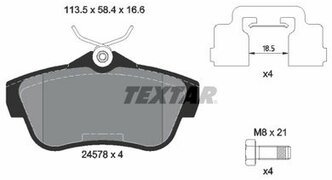 Колодки тормозные дисковые задние Citroen Jumpy 07>16 Peugeot Expert/Expert Tepee 07>16 Fiat Scudo 07> Toyota Proace / 13>16 TEXTAR 2457801