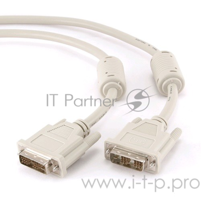 Кабель Dvi-d single link Gembird/Cablexpert Cc-dvi-6c, 19M/19M, 1.8м, серый, экран, феррит.кольца, п