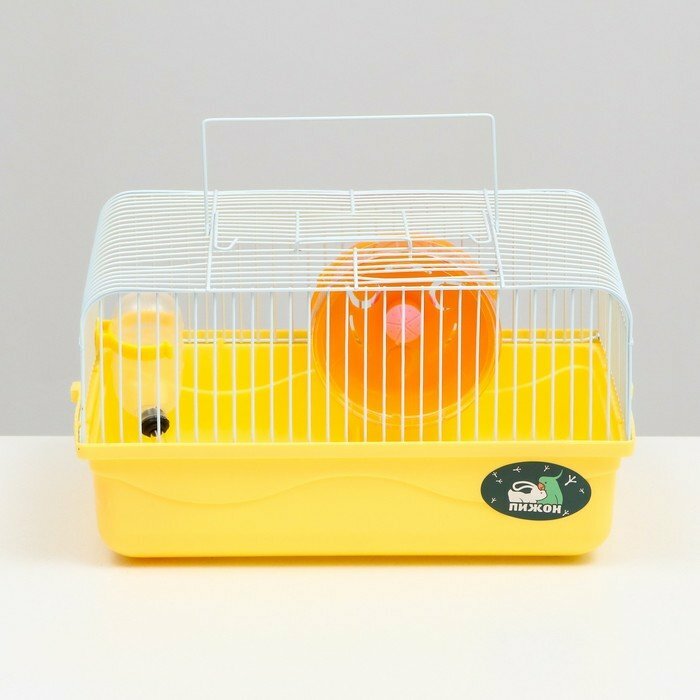 Клетка для грызунов "Пижон", 31 х 24 х 17 см, жёлтая - фотография № 2