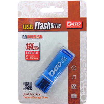 Флеш Диск Dato 64Gb DB8002U3 Db8002u3b-64g USB3.0 синий Db8002u3b-64g