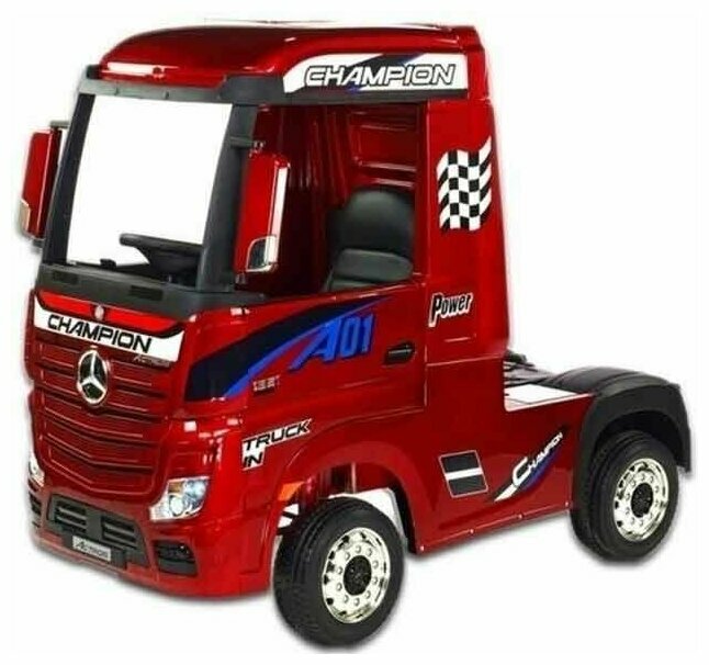 Детский электромобиль Mercedes-Benz Actros 4WD (HL358) вишневый глянец (RiverToys), с крышей, пультом, полный привод