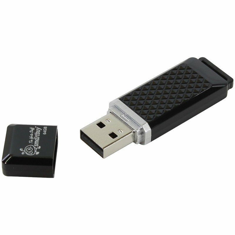 Память Smart Buy "Quartz" 64GB, USB 2.0 Flash Drive, черный SB64GBQZ-K