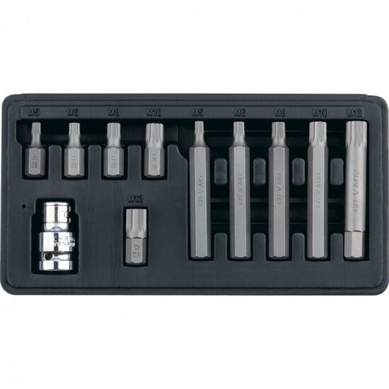 Набор бит STELS EQUIPMENT STELS 11312, SPLINE, хвостовик-шестигранник 1/2", CrV, 10 мм, 11 предметов
