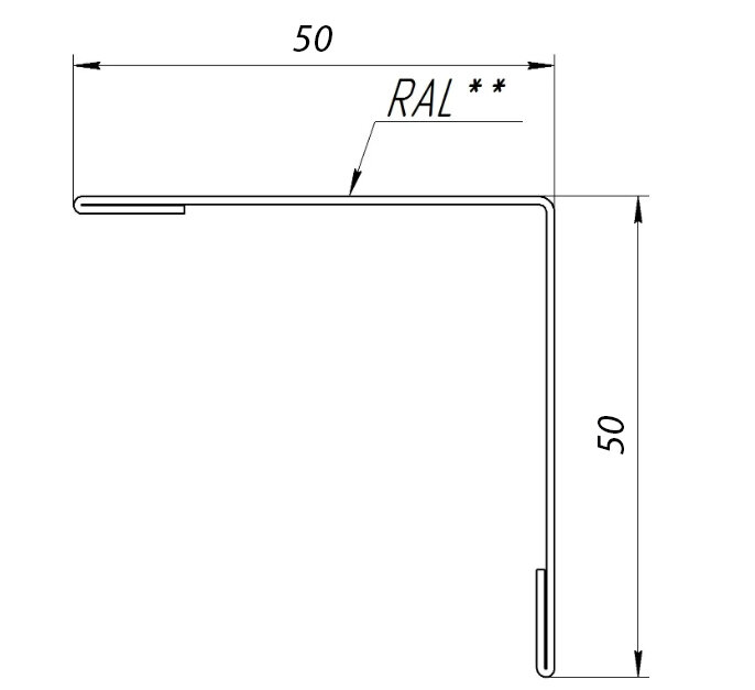Планка угла наружного 1.25м (50х50 мм) внешний угол металлический серый (RAL 7024) 5 штук - фотография № 2