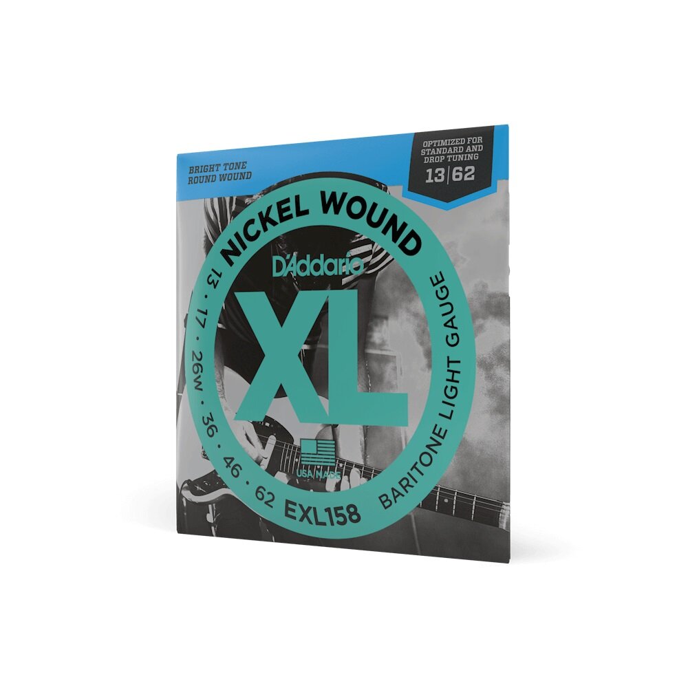 D'ADDARIO EXL158 NICKEL WOUND BARITONE LIGHT 13-62 струны для электрогитары (баритон), никелерованная сталь, 13-62